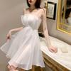 Schickes Feen-Blasen-Gaze-Spaghettiträger-A-Linien-Kleid - Petite, Tailliert, Kurz & Elegant
