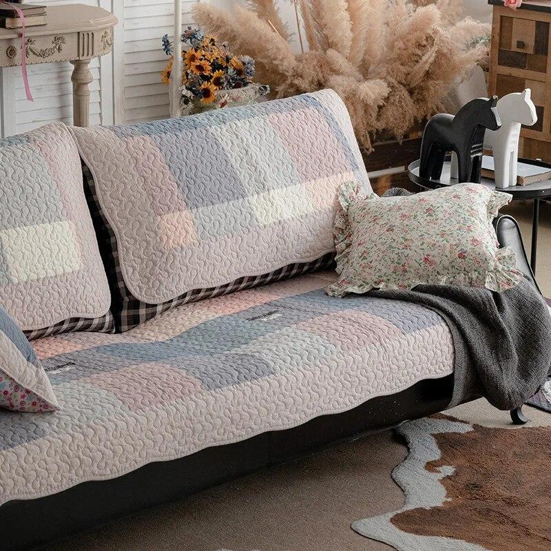 Universal Sofa Cushion All Cotton Pastoral Non-slip Leather Sofa Towel Cotton Four Seasons Comfortable 70x70cm