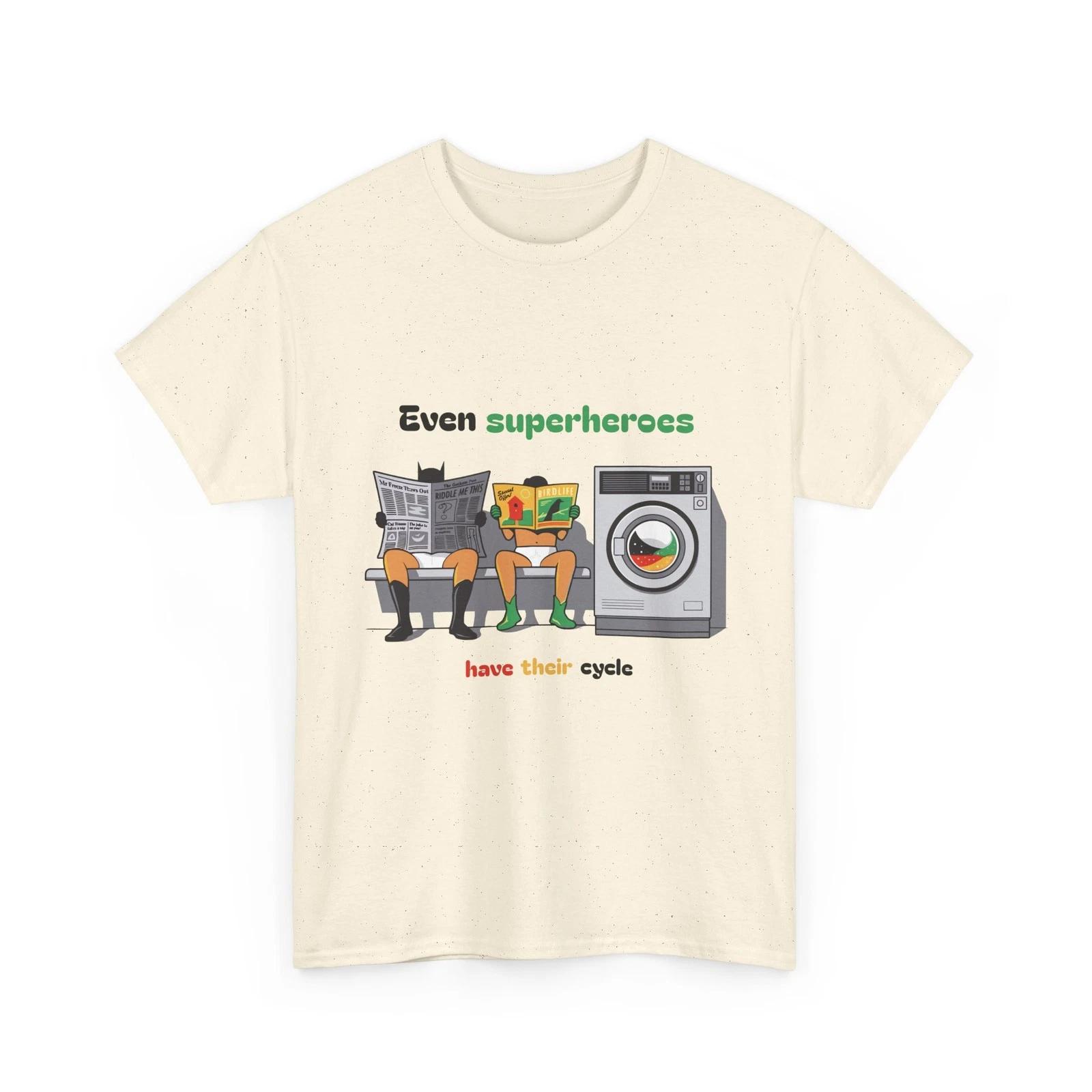 

100% Cotton T-shirt Mens Tees Top Even superheroes have their cycle 100% cotton XL