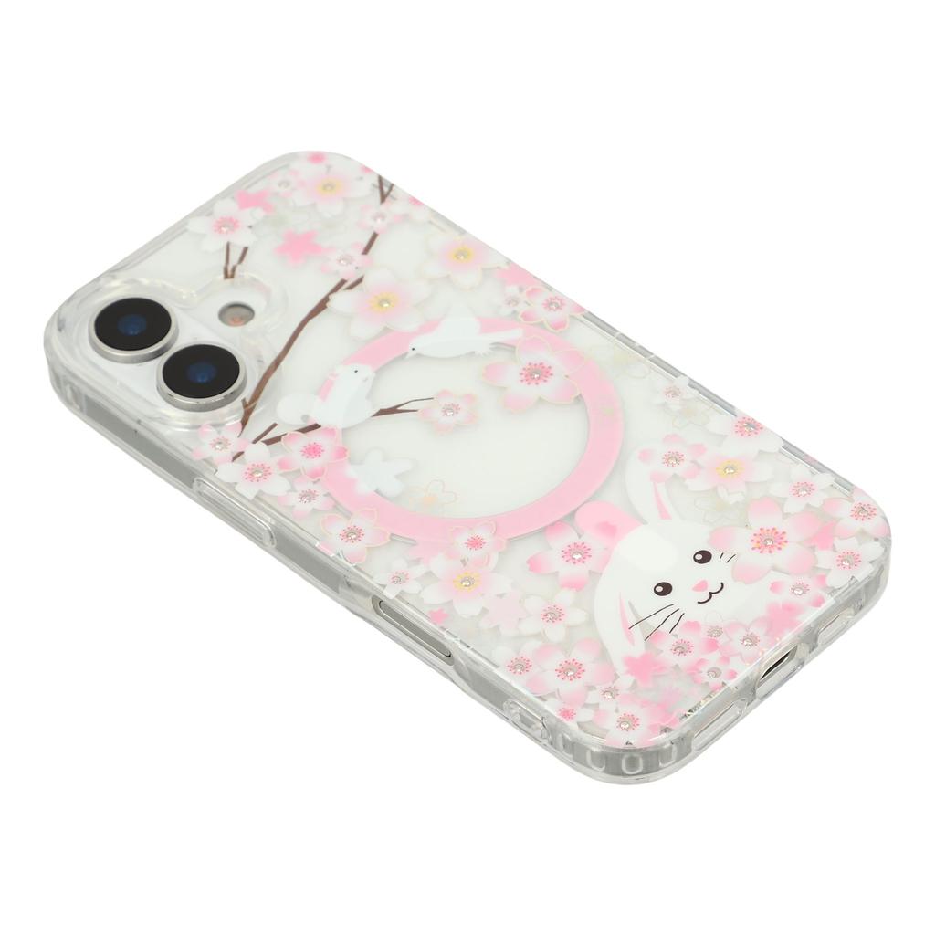 For iPhone 17 Case Compatible with MagSafe Embedded Rhinestones IMD Pattern TPU PC Phone Back Cover