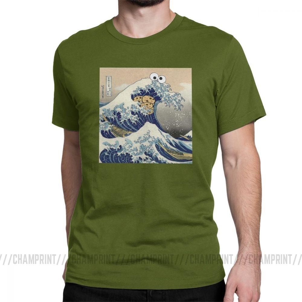 Fashion Cookie Monster T Shirt Harajuku Funny Japanese Cookie Clothes Great Wave Off Kanagawa T Shirt