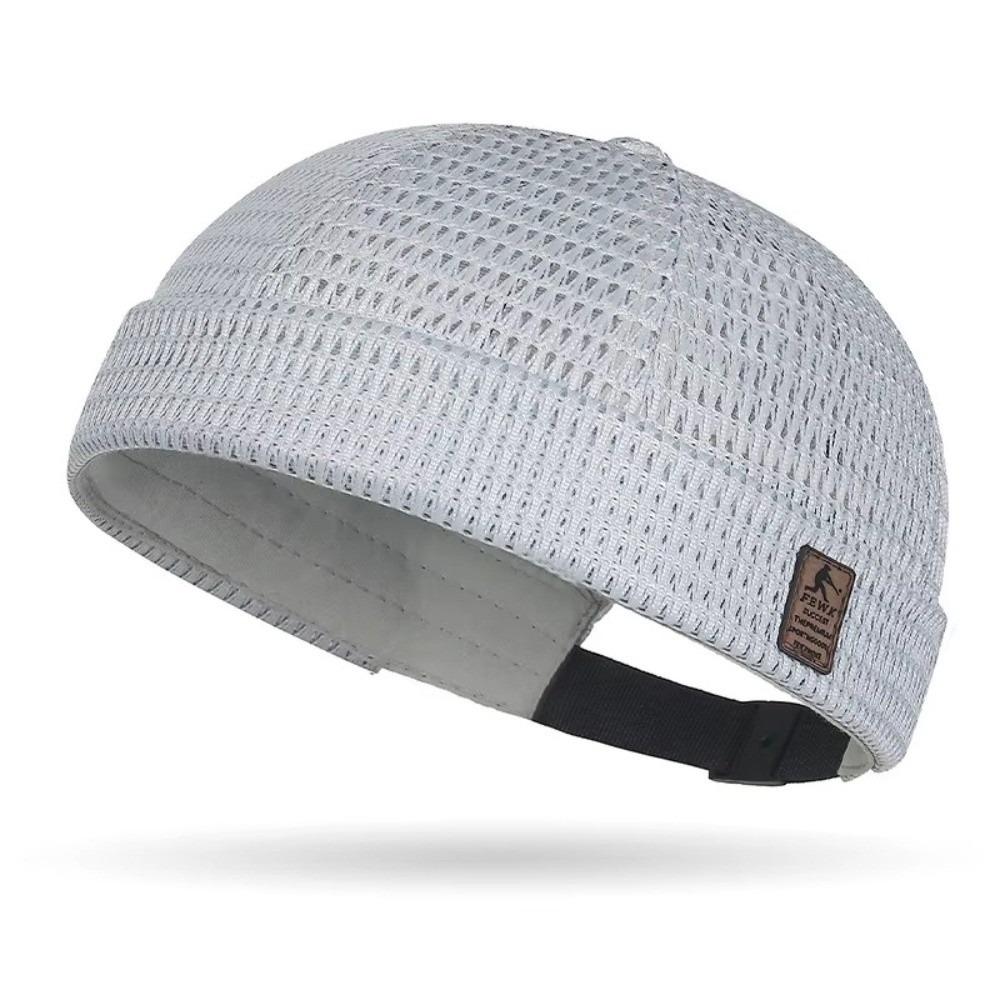 Estilo de Rua Chapéu de Malha de Grade Grande Vazado Costura de Carro Logo de Couro Chapéu de Proprietário Respirável Estilo Hip Hop Chapéu de Malha Verão