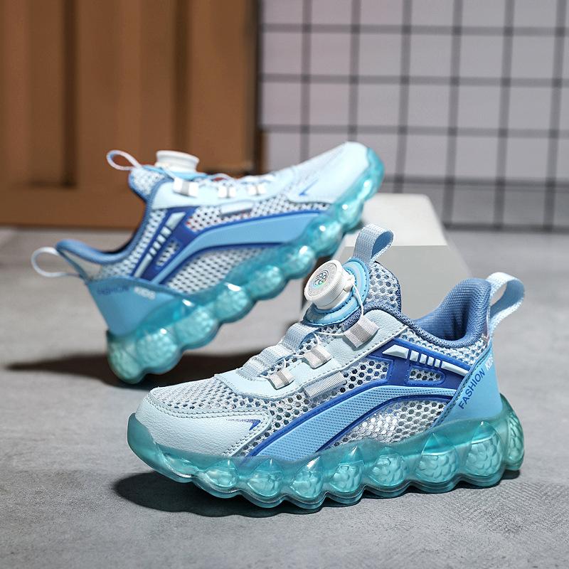Summer middle and older children and adolescents single mesh breathable and lightweight rotating button children's shoes, primary and secondary schoo