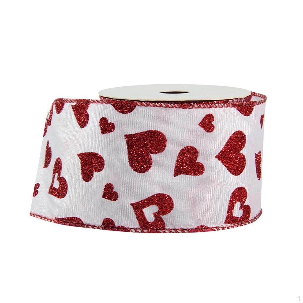 Heart Shaped Ribbons for Valentine's Day Crafts 1.5 Inch Wide Wrapping Scrapbooking
