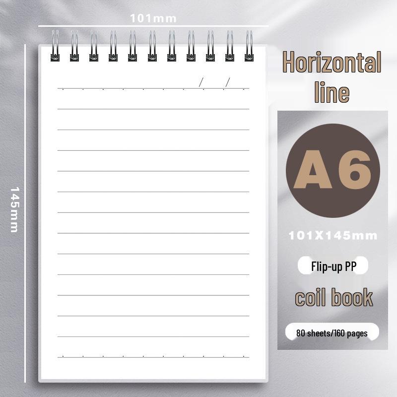 Four-Sided Flip-Up PP Coil Notebook, Thickened B5, Postgraduate Exam, Ruled A5 Grid