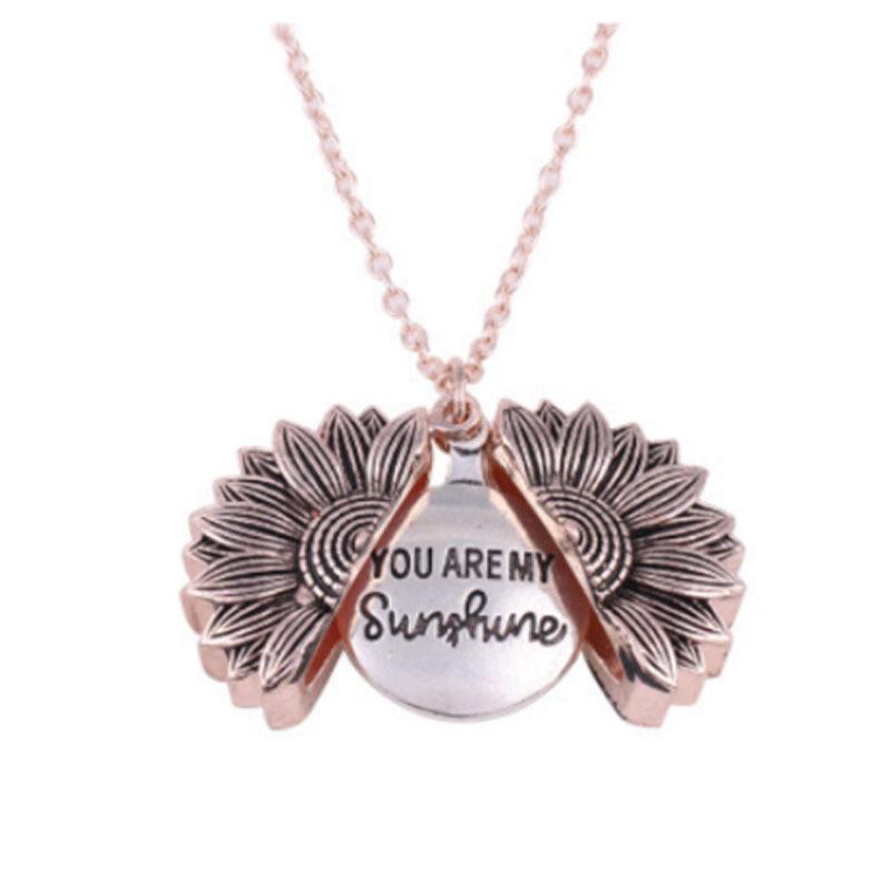 Engraved Double-Sided Sunflower Necklace - 'You Are My Sunshine'
