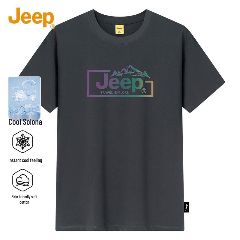 Men s JEEP Casual Solid Color T-Shirt XL