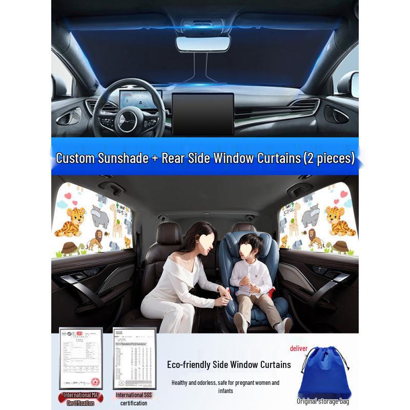 Car Sun Visor Sunshade for Small Windows - Heat Insulation Curtain for Interior Windshield