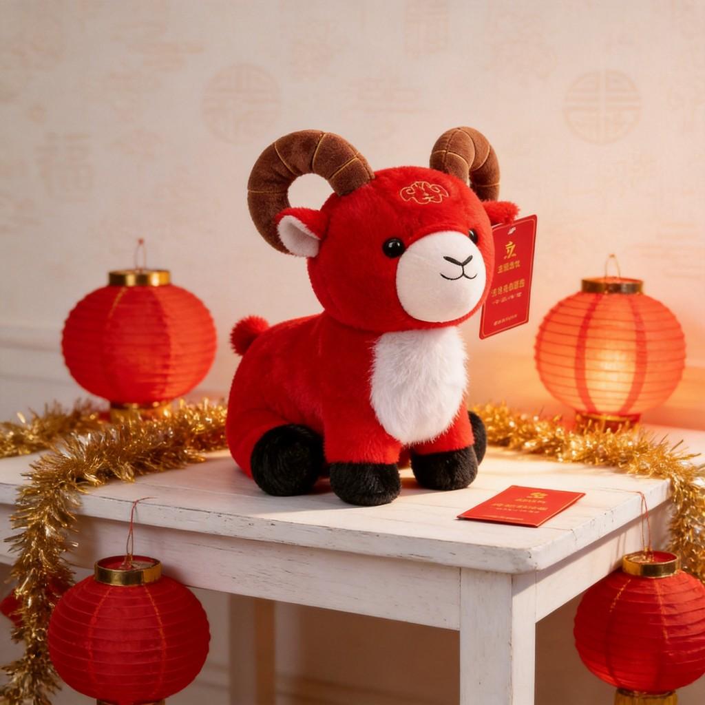 Plush Toy With Lucky Sheep Design For Chinese New Year Gifts And Collection