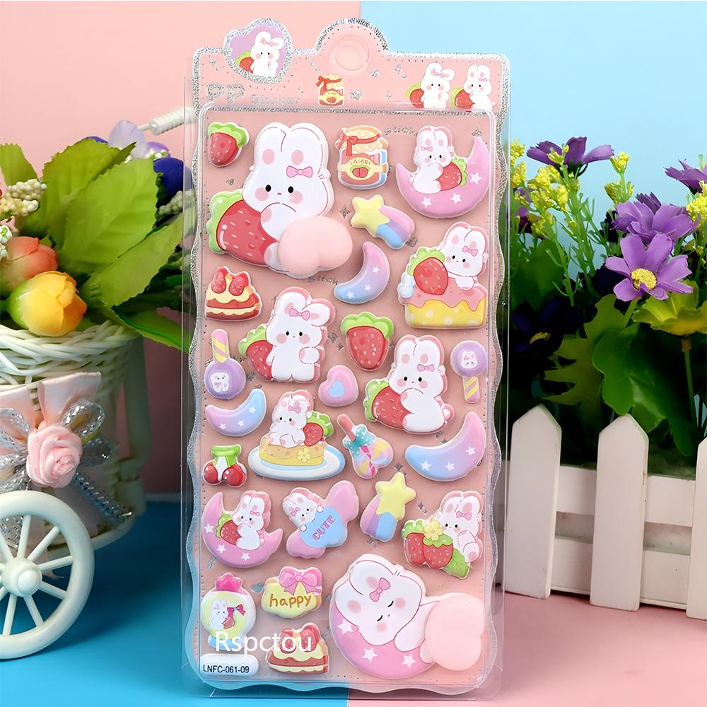 1pcs Funny Cute Anime Animal Series Bubble Stickers Kawaii Bear Rabbit Cartoon Pinchable Buttocks Decals Decompression Toy Gift