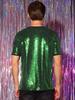 Pailletten Kurzarm Rundhals Nacht Schnitt und Glänzend S [Lars Amadeus] Herrenhemd, Ärmel, Hals, Club, Party, Nähen, T-Shirt, Grün,