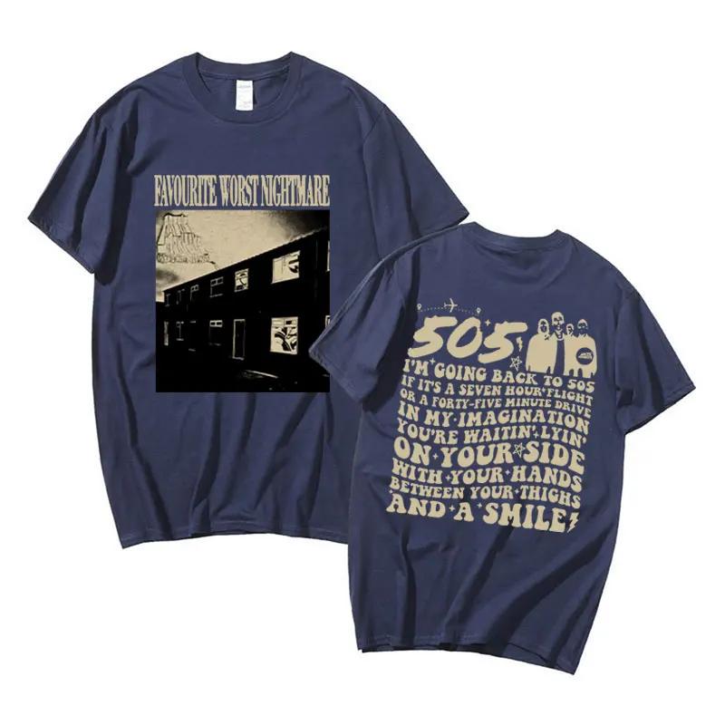 Vintage Favourite Worst Nightmare T Shirt Arctic Monkeys 505 Lyrics Print Tee Shirt for Men Women Hip Hop Punk Oversized T-shirt