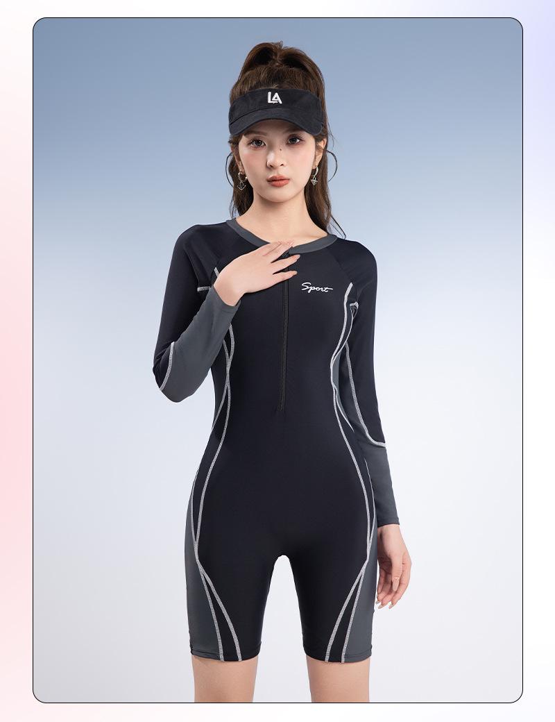 

Консервативный женский слитный купальник 2025: Закрывающий живот, Стройнящий, Быстросохнущий для студентов 2XL (105-120 Jin)