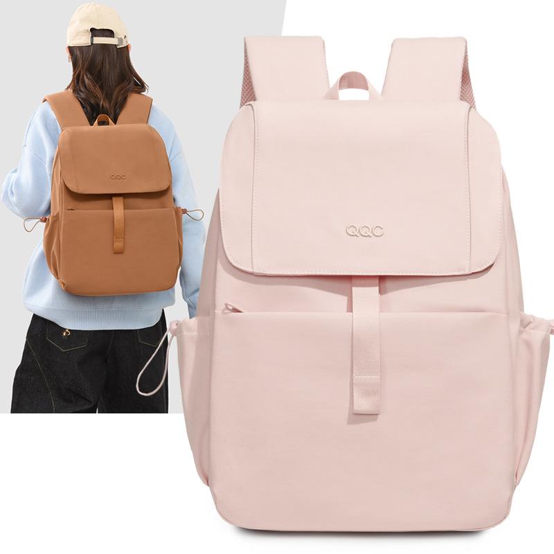 Minimalist Nylon Backpack for Women – Lightweight & Water-Resistant Design with Front Flap and Side Pockets, Perfect for Daily Use