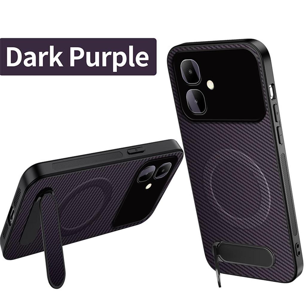 Carbon Fiber Texture TPU Phone Case for infinix SMART 20 Multi‑Angle Kickstand Soft Protective Cover