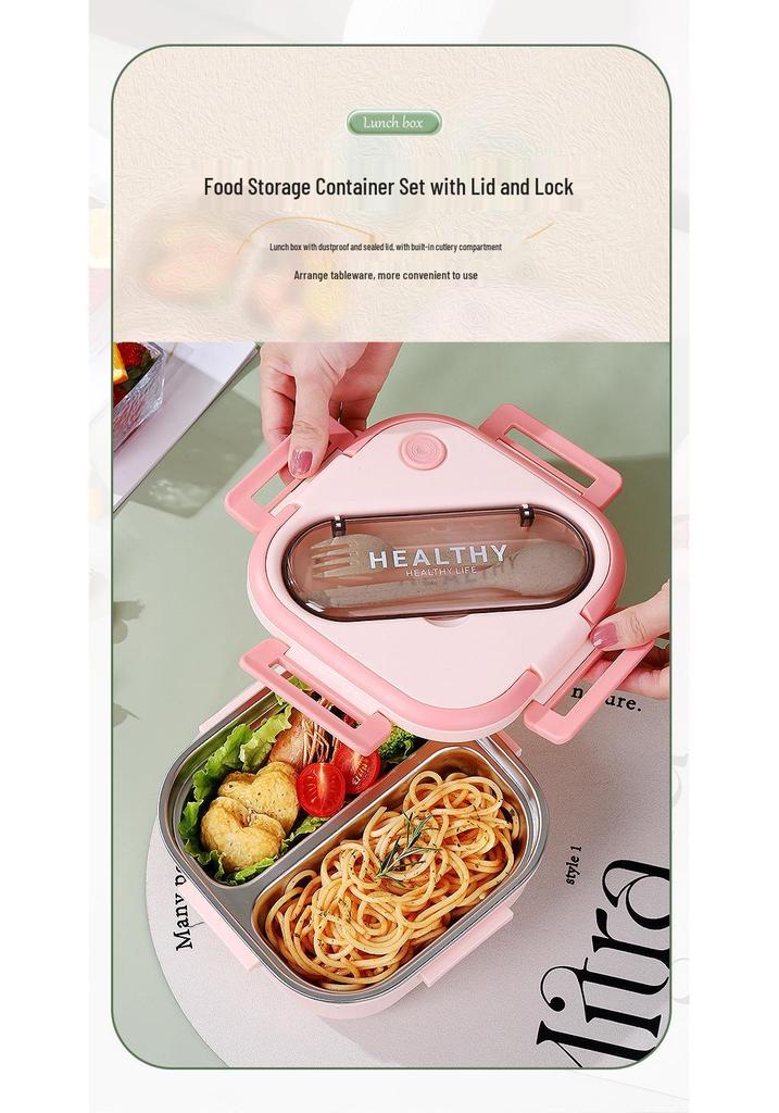 Korean Style 304 Stainless Steel Insulated Lunch Box for Men, Women, Students, and Office Workers