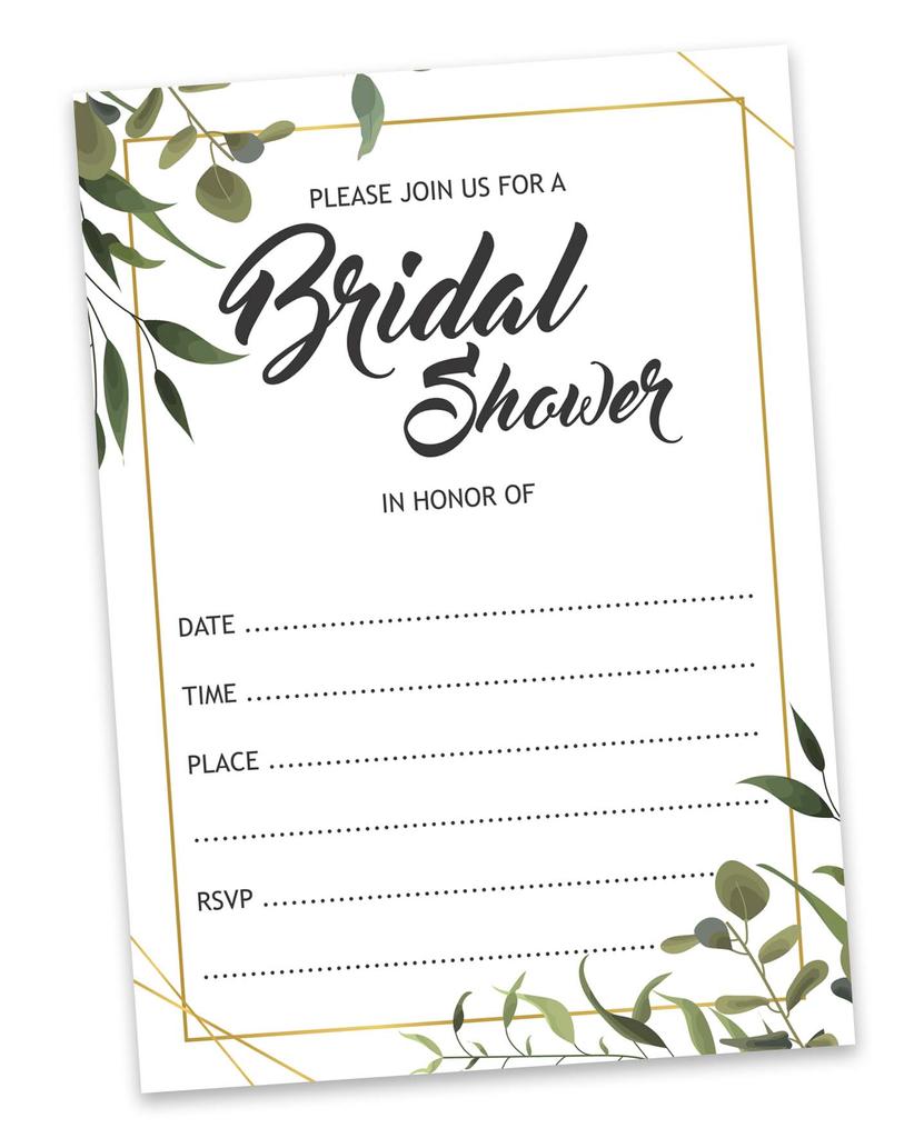 Inkdotpot 30 Brautparty-Einladungen, Grün, Hochzeit, zum Ausfüllen, blanko