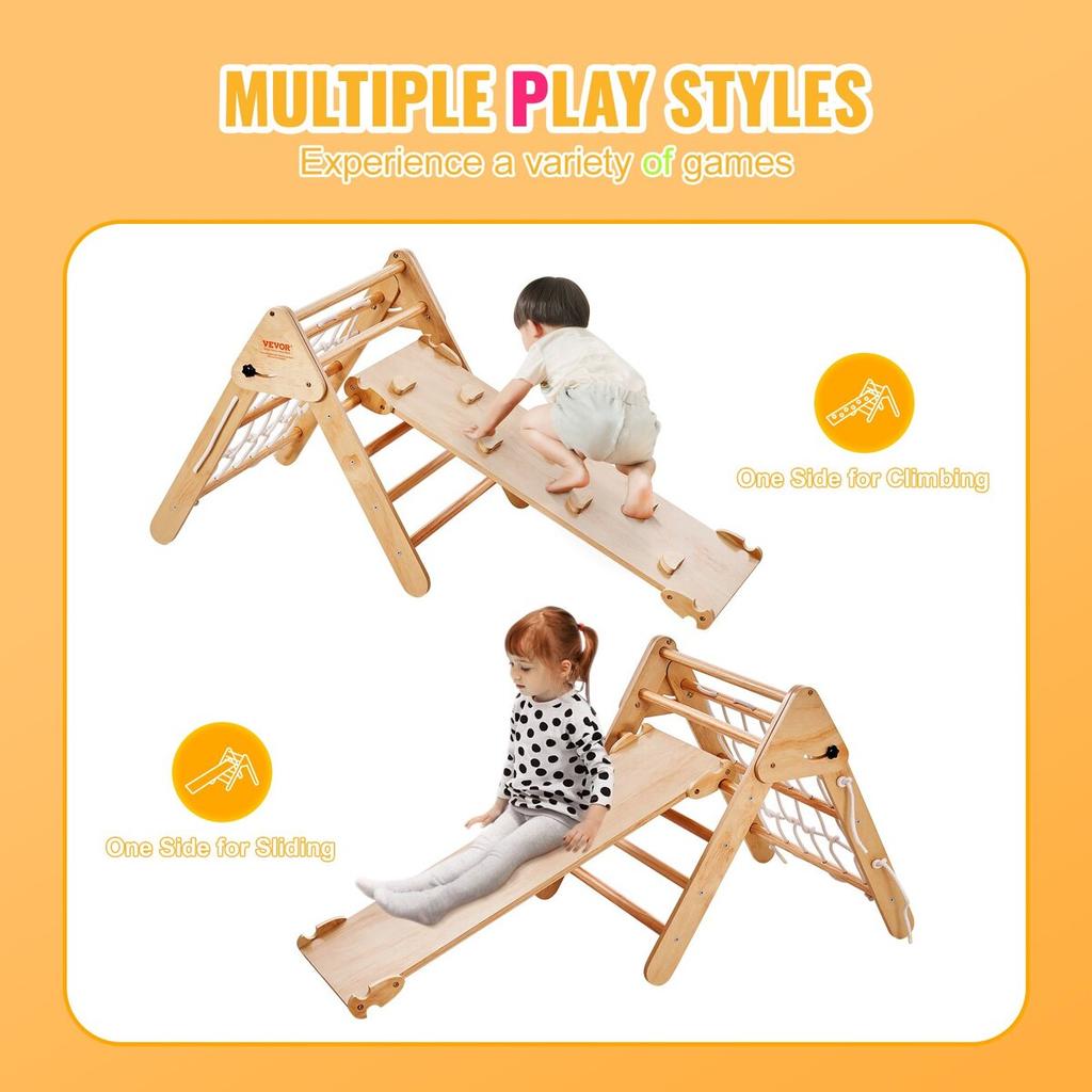 Pikler Triangle Set 4 in 1 Montessori Climbing Toys for Toddlers 1-3 Years