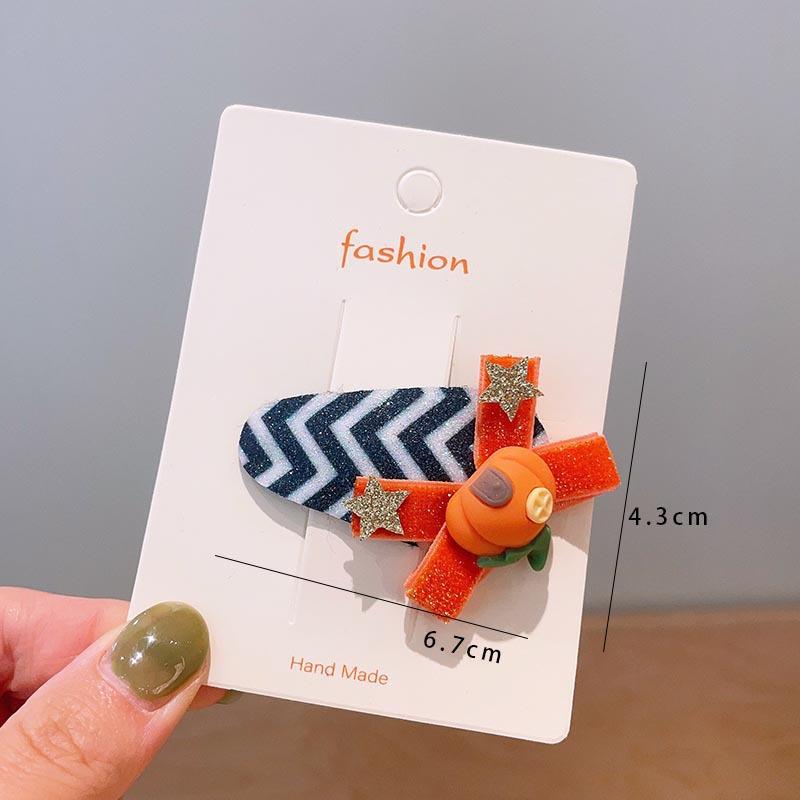 Halloween Children's Hair Accessories, Pumpkin Ghost, Funny Handmade Hair Clips, Black Bat Bow, Girl Party Hair Clips