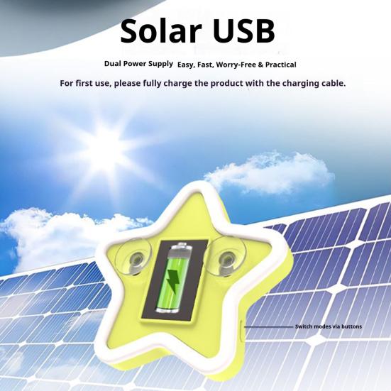 Solar Star Light for Car Triangle Window Wireless Atmosphere Lamp with Multi-Color Modes Suction Cup Decorative LED Light Waterproof Rear Window Glow
