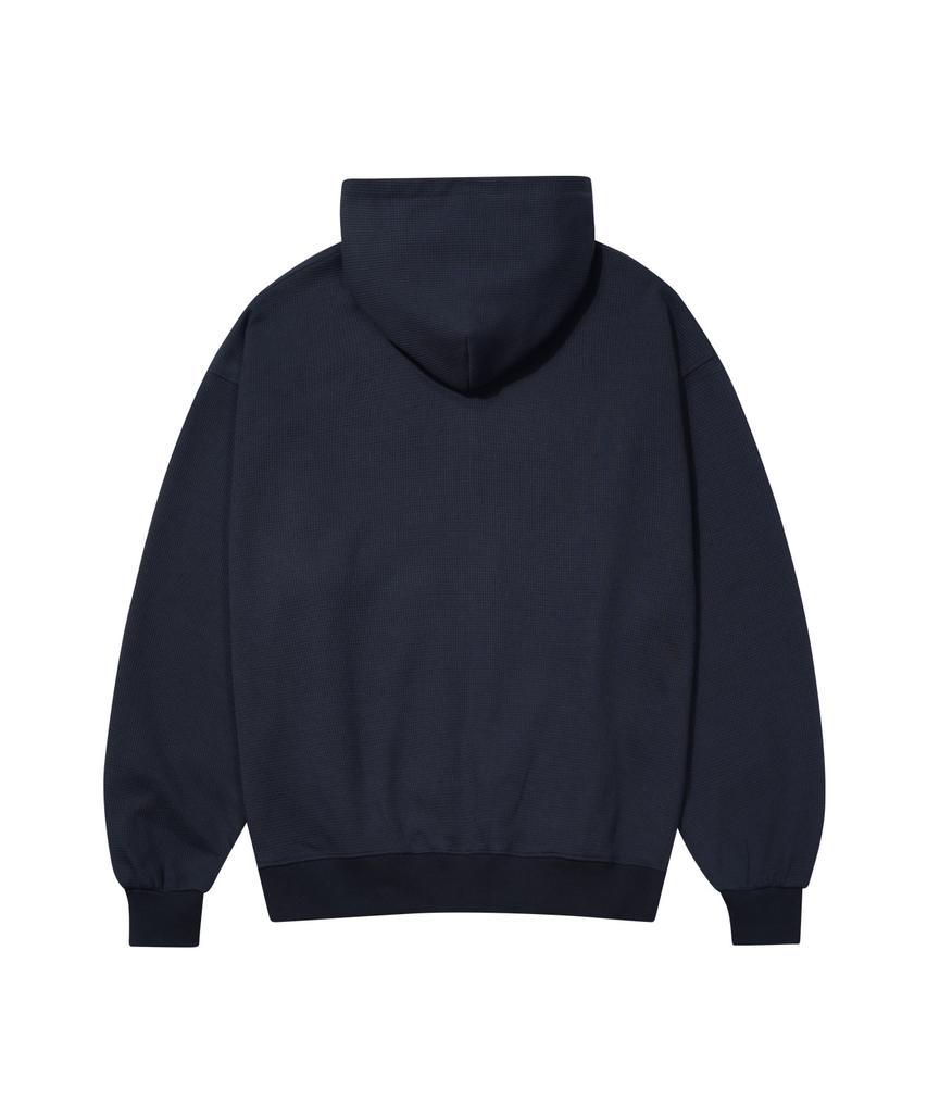 Stends [M~4Xl] Waffle Two-Way Zip-Up Hoodie_Navy