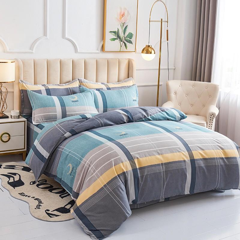 Flannel Plant Fiber Bedding Set Duvet Cover Sheet Pillowcase Student Dorm Single Double