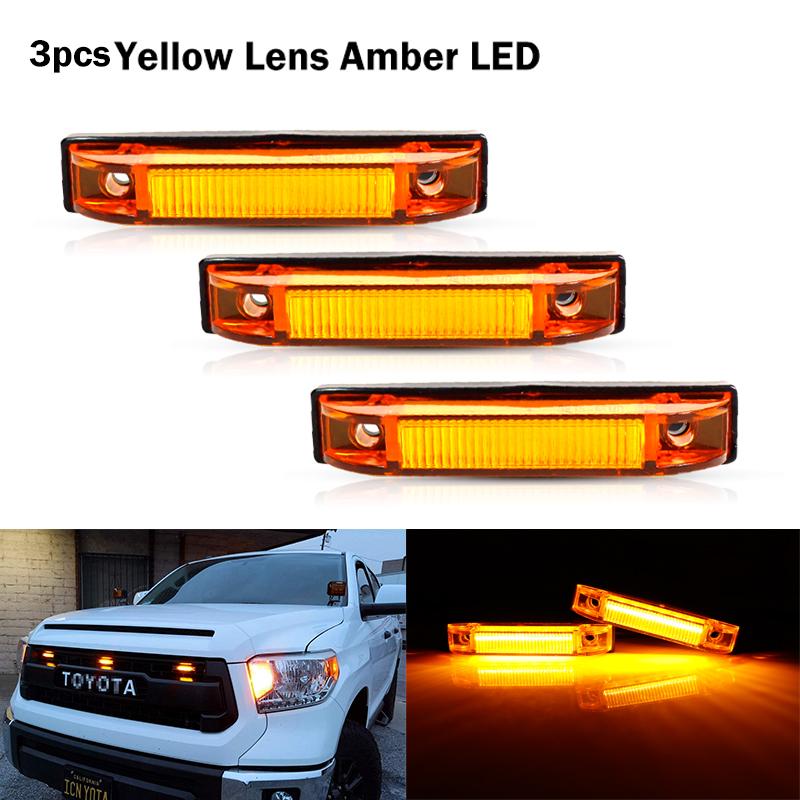 3er Set Superhelle Bernsteinfarbene LED-Mittelgrill-Tagfahrlicht/Positionslicht für 2007-2014 Toyota FJ Cruiser Park-/Fahrlicht 12V