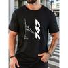 European size Men's T-Shirt - Solid Color Casual Short Sleeve Round Neck Summer Shirt with Aviation-Themed 947 Number Print for Men