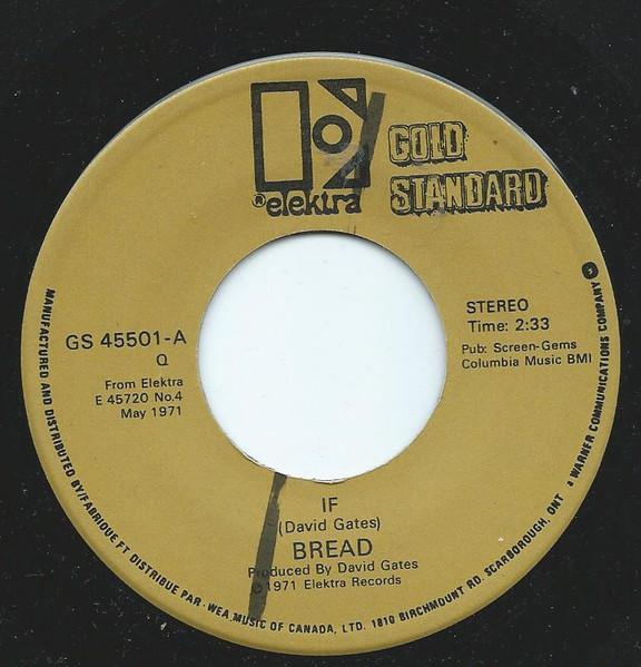 

7inch Record BREAD If Let Your Love Go GS45501 Elektra Canada Rock Used