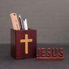 Simple Red Rosewood Hollowed Out Carving Jesus Cross Home Accessories