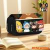1pc Healing Style Cartoon Boy 2D Flat Printing Double-Layer Flip Black Pencil Case - Back-To-School Essential Pencil Box, Daily Multi-Functional Makeu