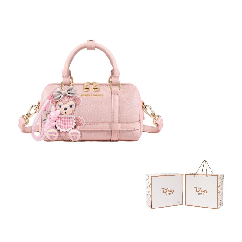 Disney Mickey Ins Style Fashion Versatile Boston Bag Women Handbag Milk-White Cherry-Blossom-Pink BMK-73319
