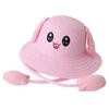 Rabbit Ear Sunshade Straw Hat Trendy Fisherman Caps for Street Trips Outdoor Pink