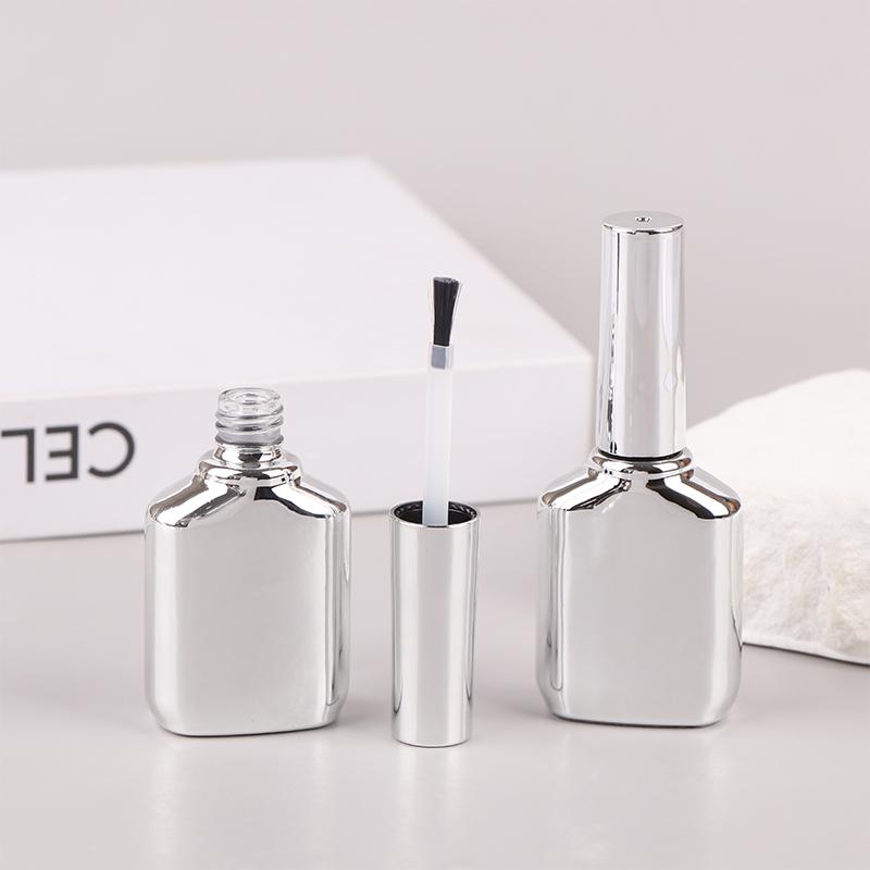 Prázdná sklenička na gel na nehty 15 ml Lahvičky na lak na nehty Elektroplátované stříbrné barvy Lahvičky na balení oleje pro krásu nehtů Nádobky na gel na nehty
