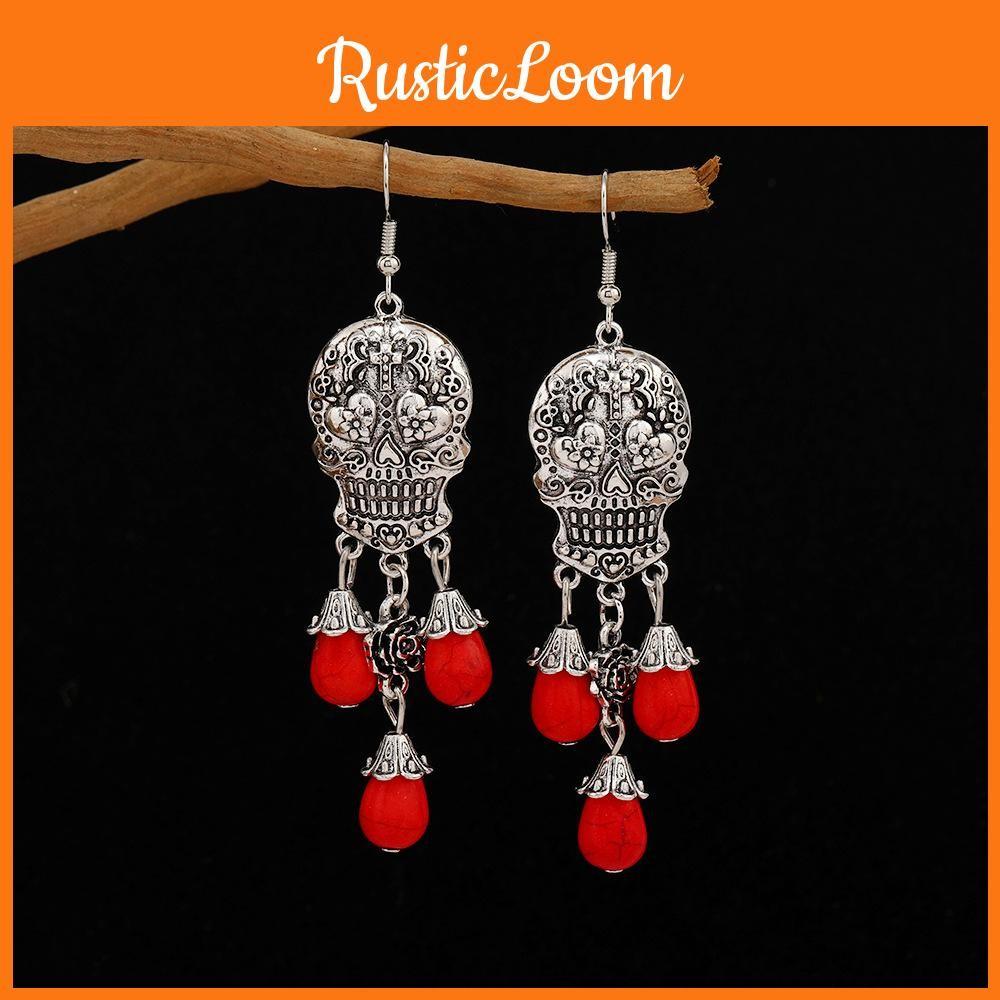 Skeleton Long Retro Earrings With Electroplating For Female Halloween Costume Accessory