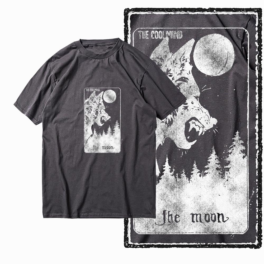 Coolmind MAE 100% Cotton Wolf Printed Exclusive Graphic Men T Shirt Big Size Streetwear Men Tshirt for Men T-shirt Tee Shirts