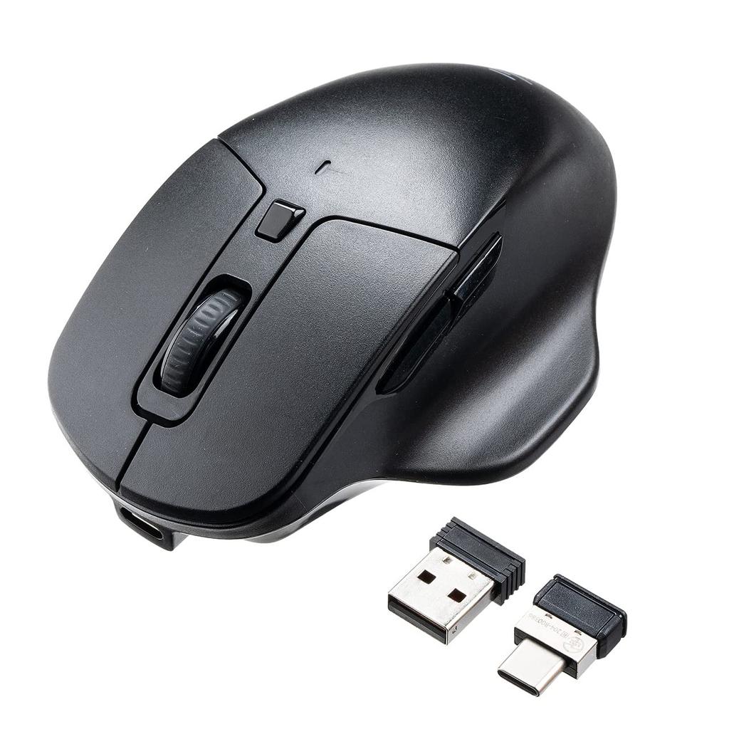 Sanwa Direct Bluetooth Mouse, Quiet, Rechargeable, Multi-Pairing, 4-Device Compatible, iOS Compatible, 5 Buttons [BackForward Buttons Included], 1