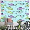 Cute Dinosaur Pattern On Blue Background Pattern Wall Hanging Tapestry Decorative Tapestry Home Decor for Bedroom and Living Room