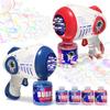 EagleStone Bubble Soap Electric Toy Bubble Gun Set HL026 Blue Red 2-Piece with Lights LED Nozzles Long-Distance Firing Leak Prevention 4 Bottles