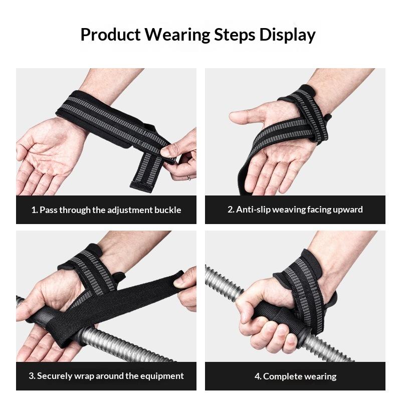 Gym Sports Anti-Slip Wrist Bands 1 Pair Durable Weight Lifting Wrist Straps for Pull Up Home Workout Training