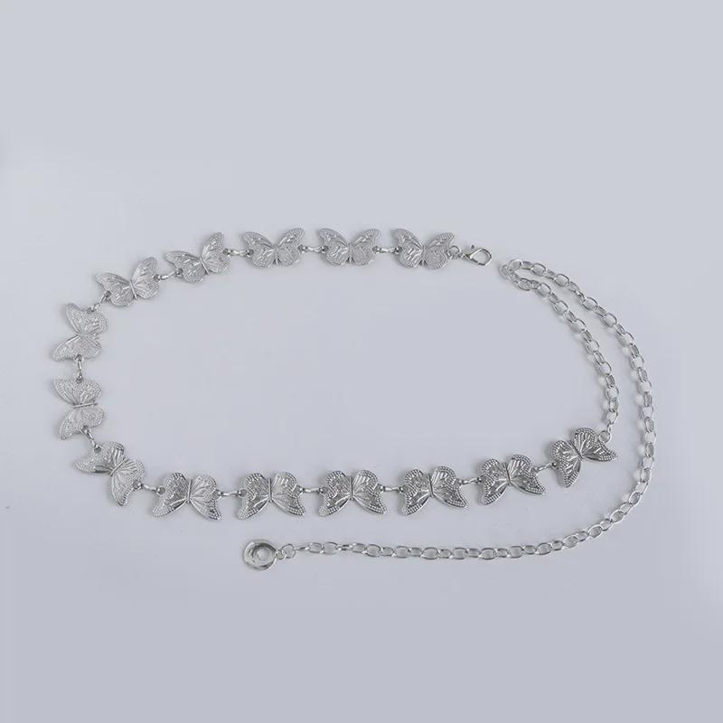 Lanț de talie cu strasuri pentru femei: Curea retro cu flori fluture, de înaltă calitate - accesoriu versatil și elegant.