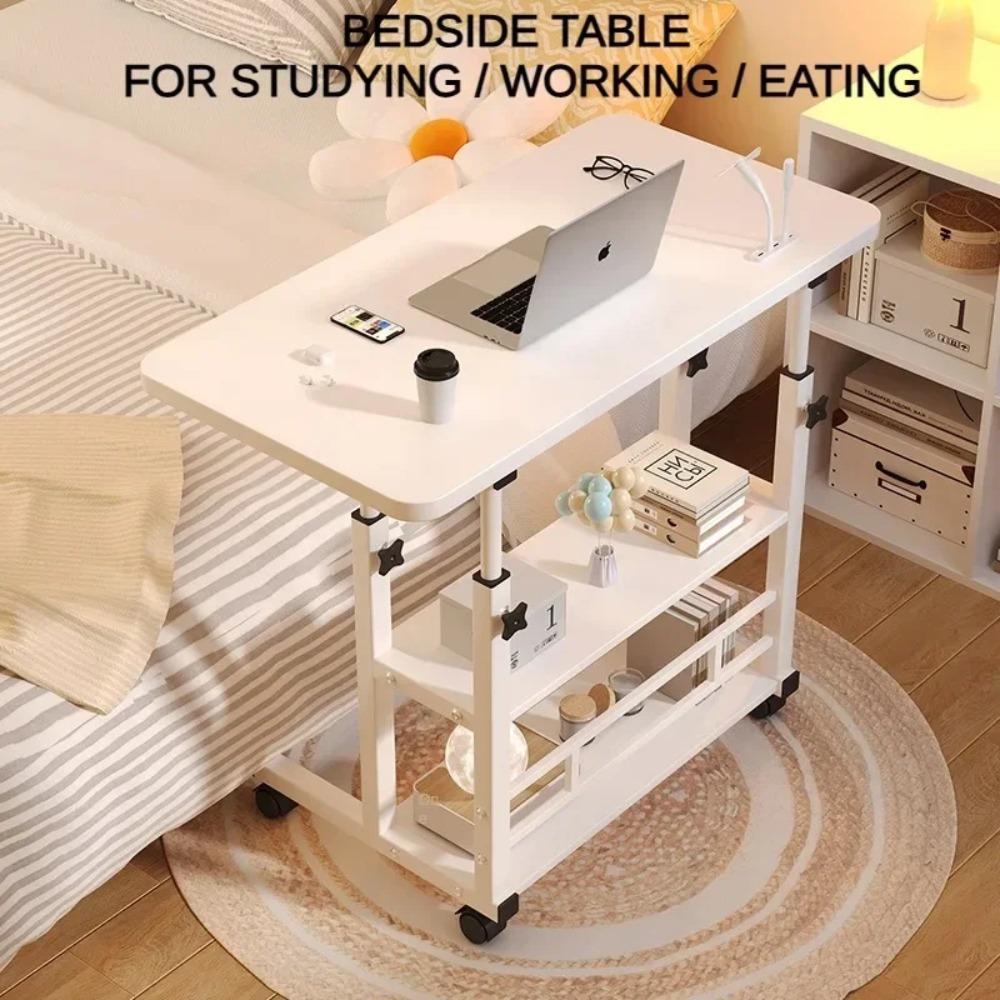 Table Portable For Bedroom Adjustable Overbed Table With Wheels Mobile Bedside Rolling Table Small Standing Laptop Desk Office