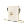 Gucci crossbody bag GG Marmont distressed Marmont gold label logo color-blocked piping drawstring quilted chain cowhide shoulder mini women's white