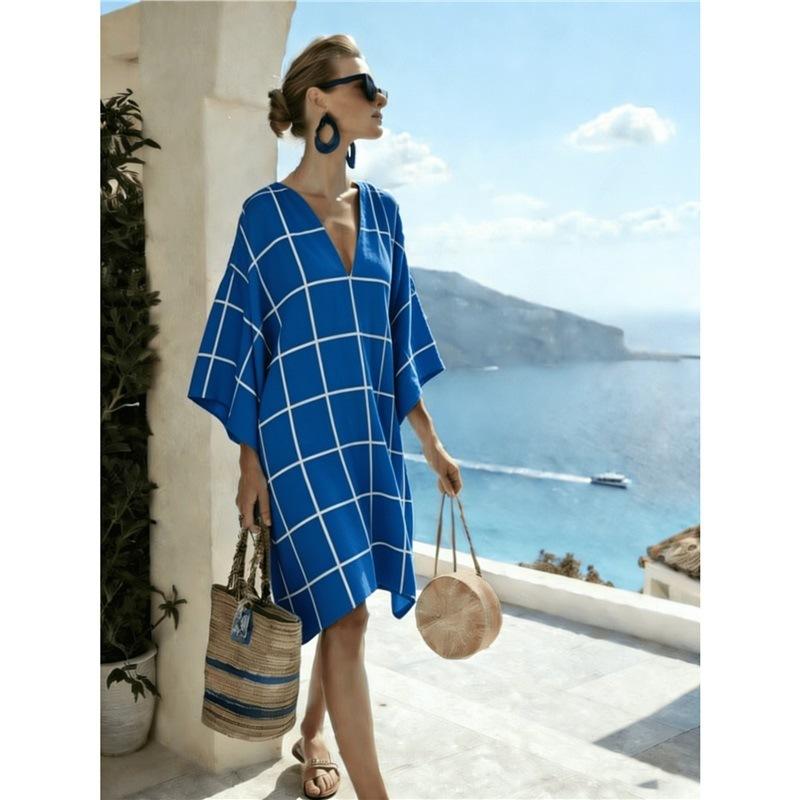 Bohemian ladies new D print seaside vacation fashion casual dress