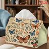 2D Flat 1pc, Tissue Box. Vintage Floral Butterfly Pattern Napkin Dispenser Box, Reusable, Daily Desktop Tissue Storage Box. Suitable for Kitchen, Livi