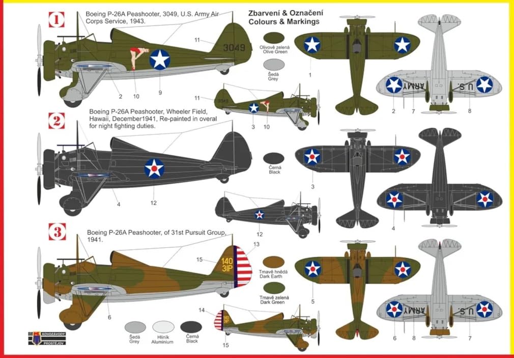 KP Model Peashooter US Army Air Forces Plastic Model Kit KPM0516 1/72 P-26 (Airplane)