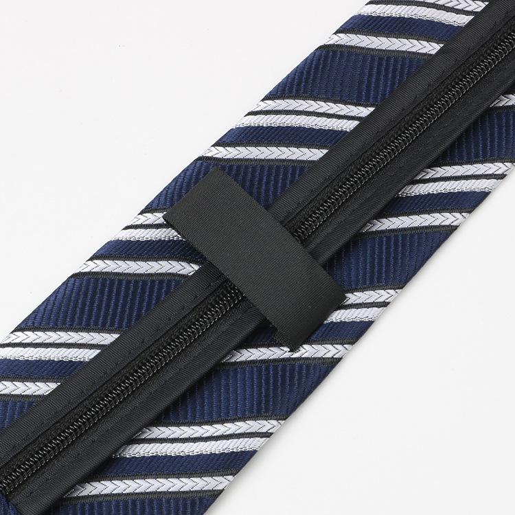 Tie Men'S, Business Zipper Work Security Shirt Striped Red Blue 8Cm Knot Free Easy To Pull