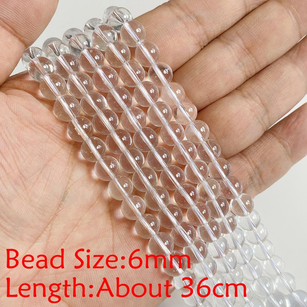 White Transparent Natural Quartz Crystal Glass Loose Spacer Beads For Jewelry Making Bracelet Necklace Accessory