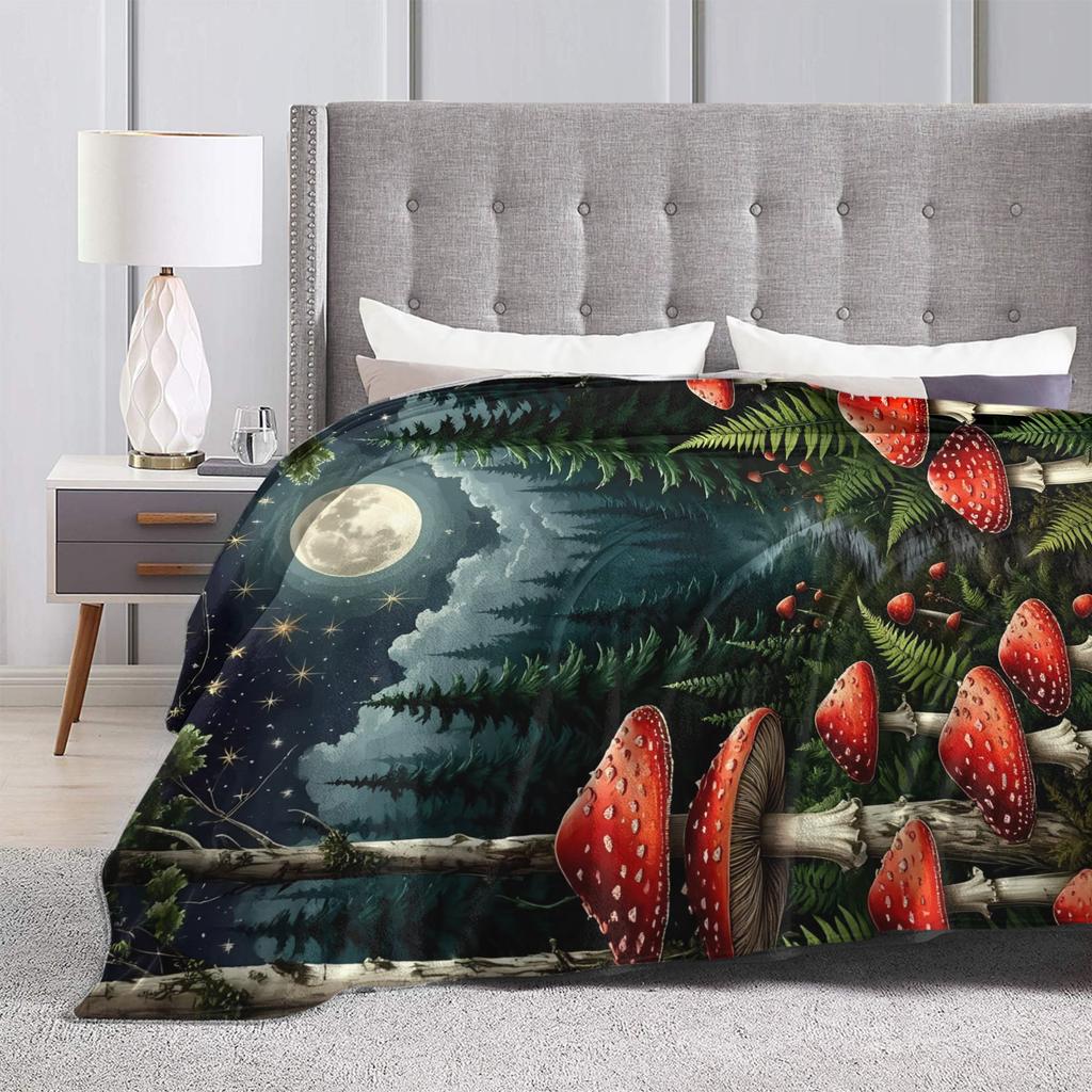Traumhafte Waldpilzdecke Qualität Warm Bettwäsche Überwürfe Winter Flugzeugreise Sofa Bett Street Trend Tagesdecke
