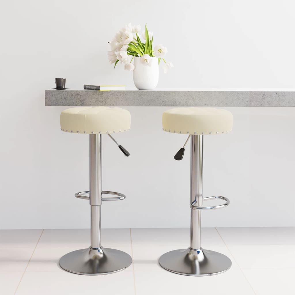 Vidaxl Bar Stools, 2 Pcs, Cream, Upholstered In Fabric
